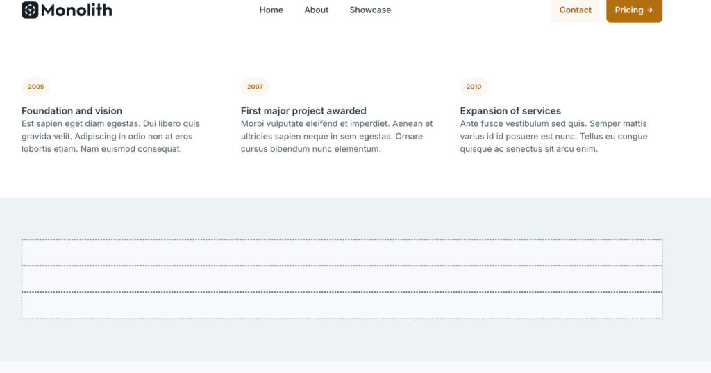 The initial empty Grid skeleton — one element controls the entire layout.